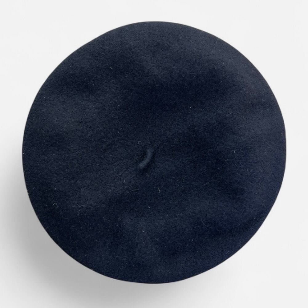 100% Black Wool French Beret